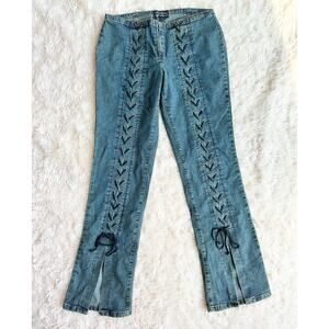 Y2K Low Rise Split Hem Lace Up Jeans size 5